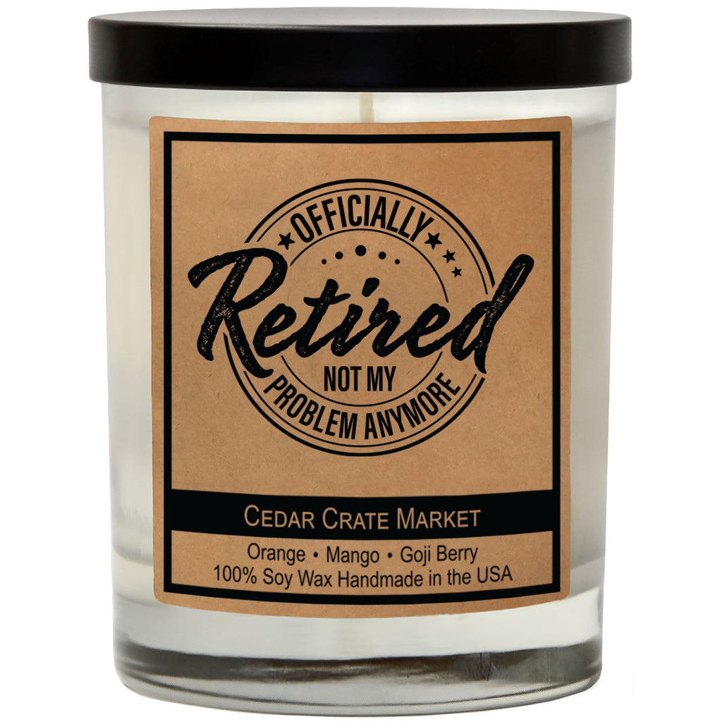 Retirement Candles - Officially Retired, Golden Patchouli