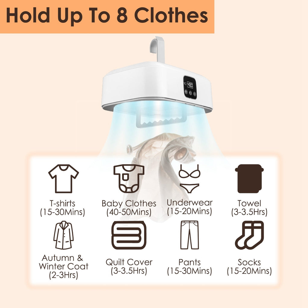 Portable Clothes Dryer Mini Dryer Foldable Dryer Machine with Timer UV Sterilization 2 Drying Modes Remote Control for Apartment Dorm RV Travel Home