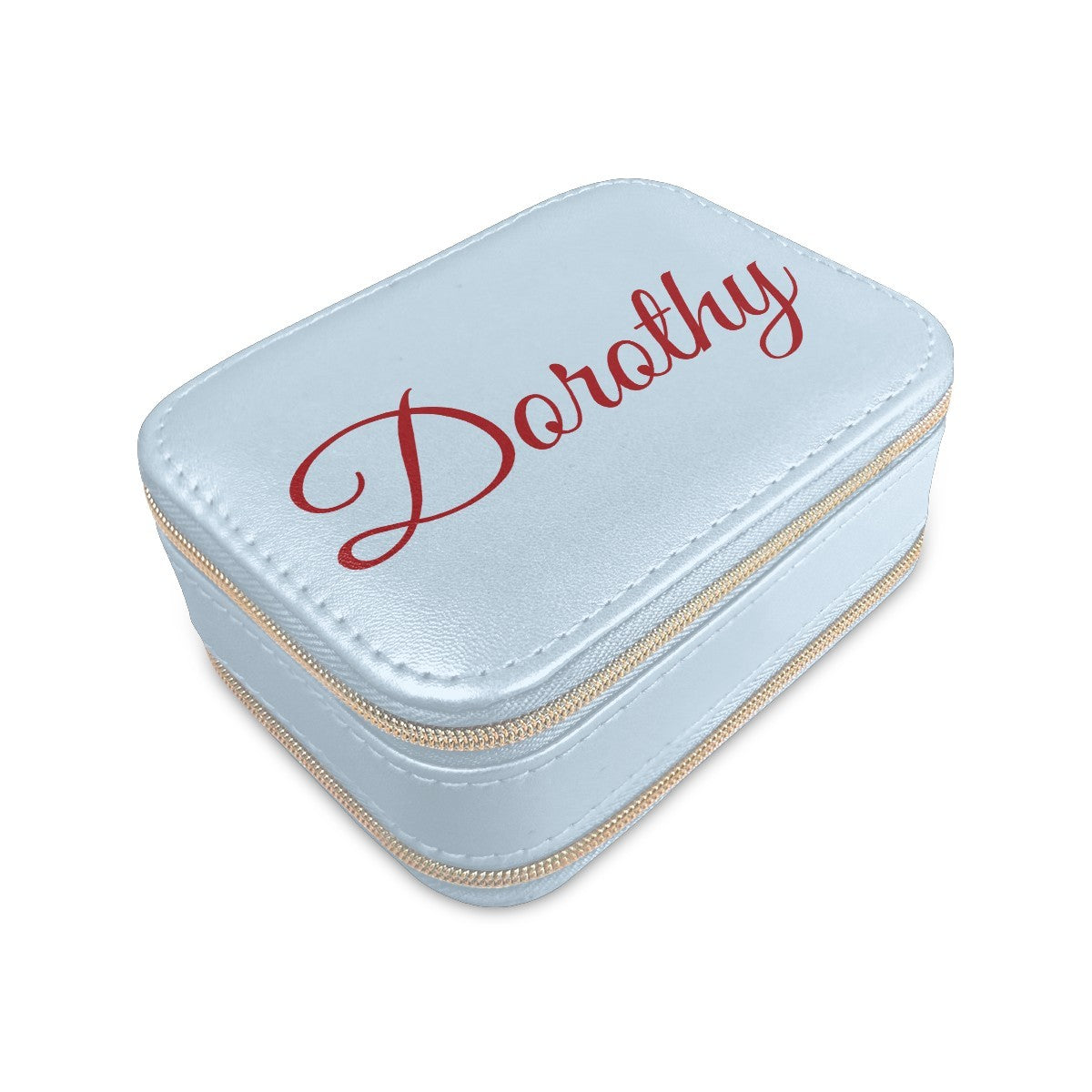 Personalized Zippered Travel Jewelry Case with Name - Pink or Blue