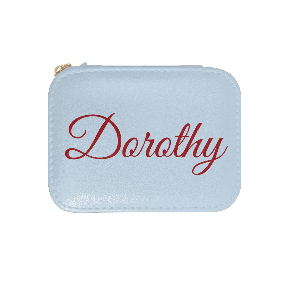 Personalized Zippered Travel Jewelry Case with Name - Pink or Blue
