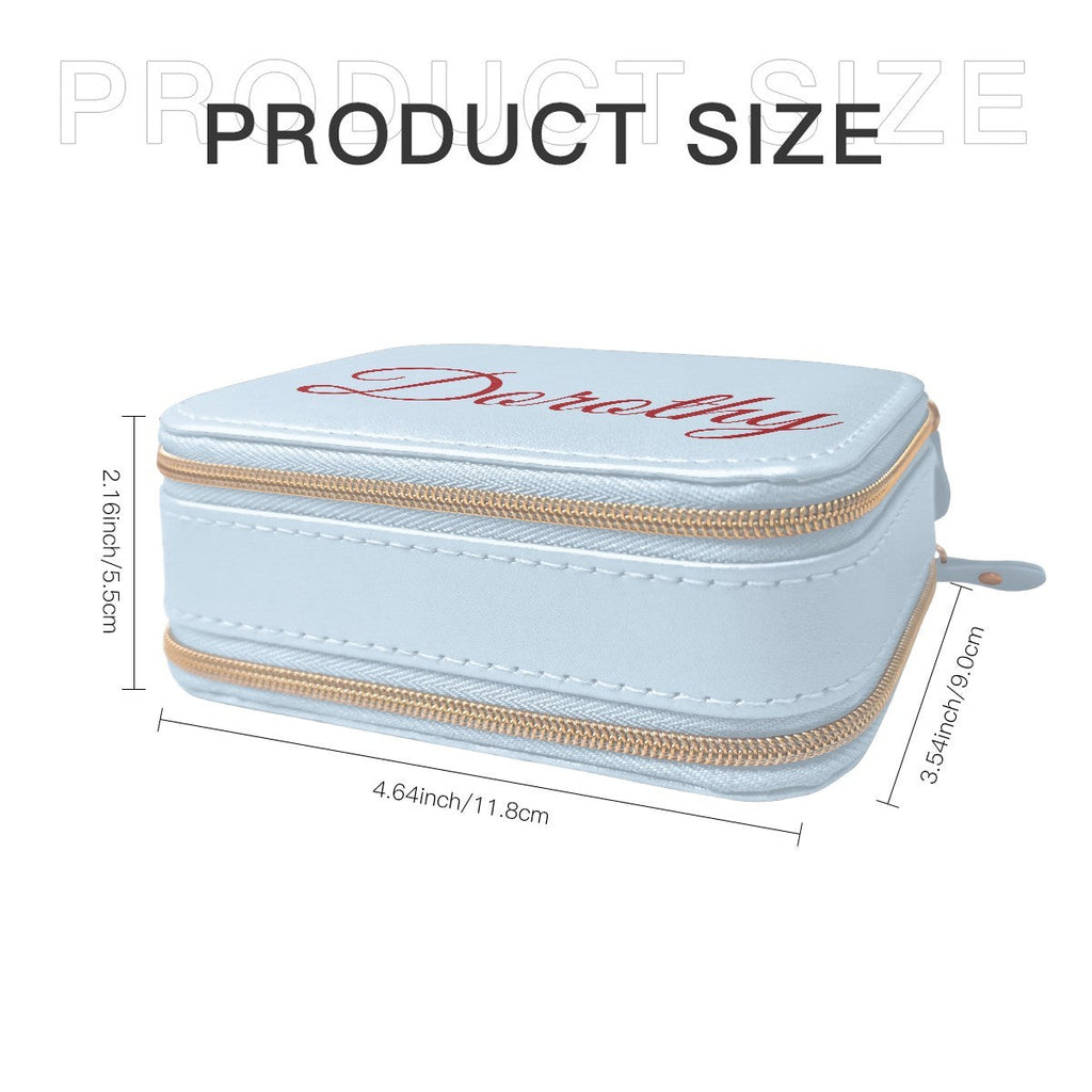 Personalized Zippered Travel Jewelry Case with Name - Pink or Blue