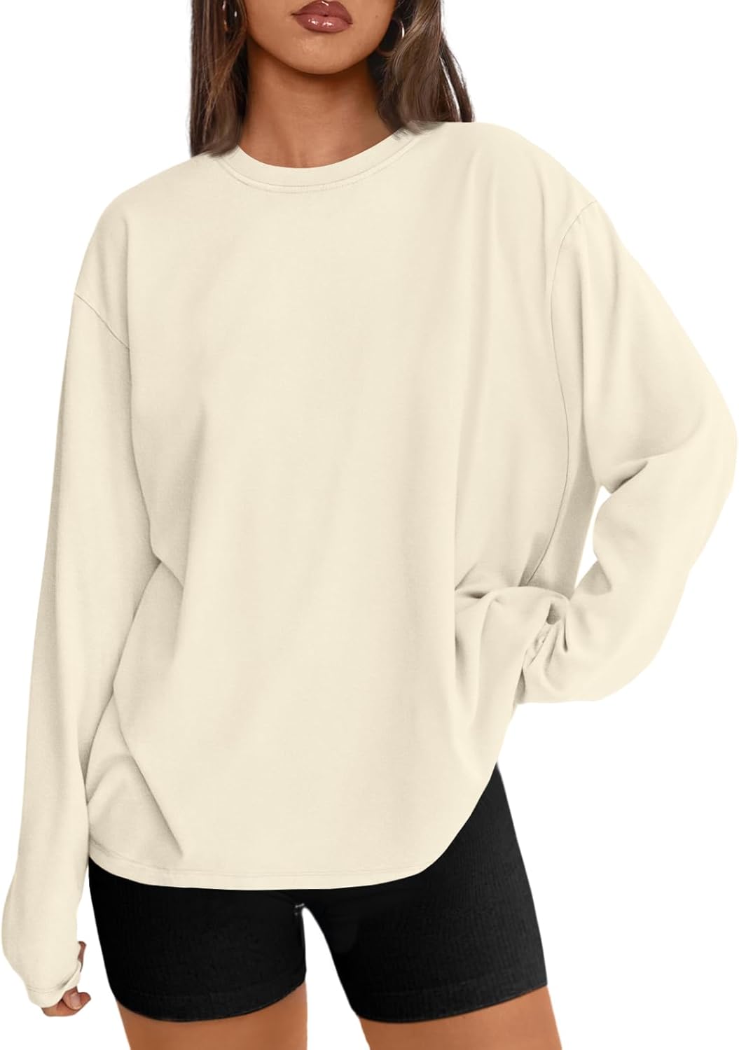 Women's Oversized Long Sleeve T-Shirt Casual Crewneck Basic Tee