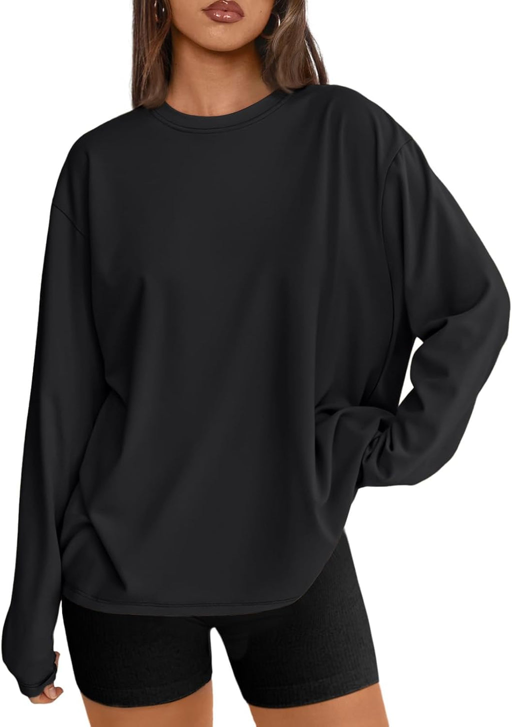 Women's Oversized Long Sleeve T-Shirt Casual Crewneck Basic Tee