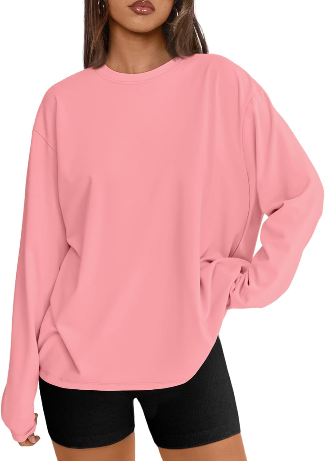 Women's Oversized Long Sleeve T-Shirt Casual Crewneck Basic Tee