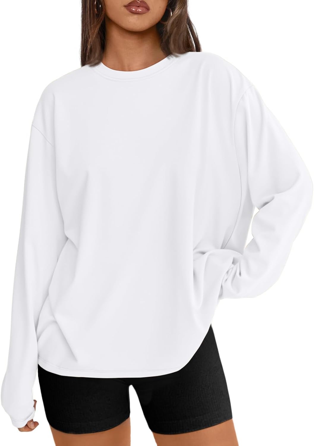 Women's Oversized Long Sleeve T-Shirt Casual Crewneck Basic Tee
