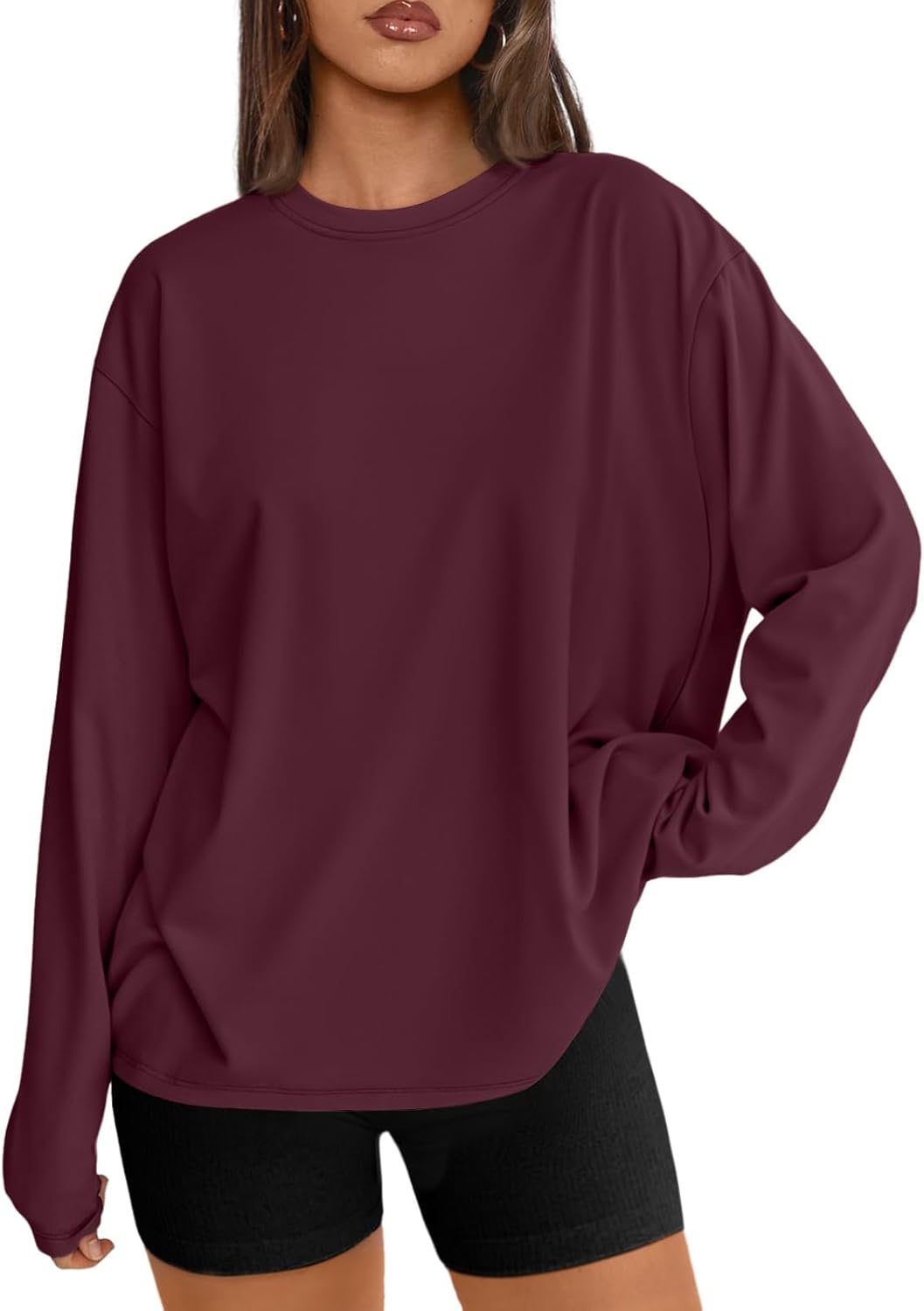 Women's Oversized Long Sleeve T-Shirt Casual Crewneck Basic Tee