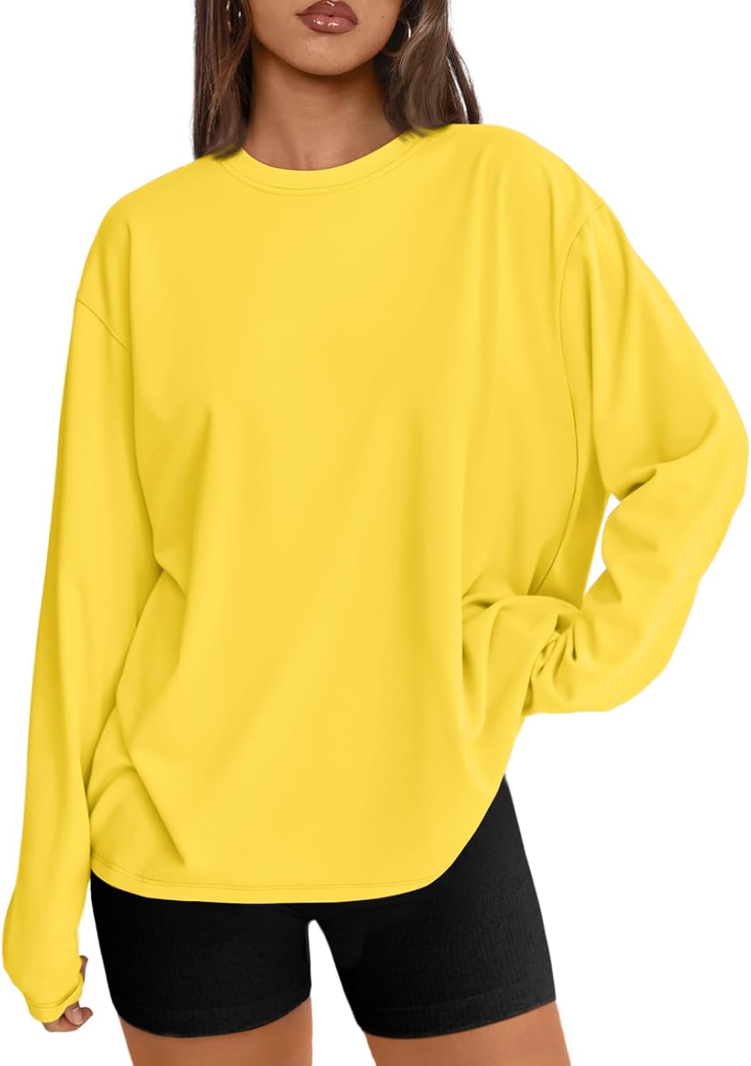 Women's Oversized Long Sleeve T-Shirt Casual Crewneck Basic Tee
