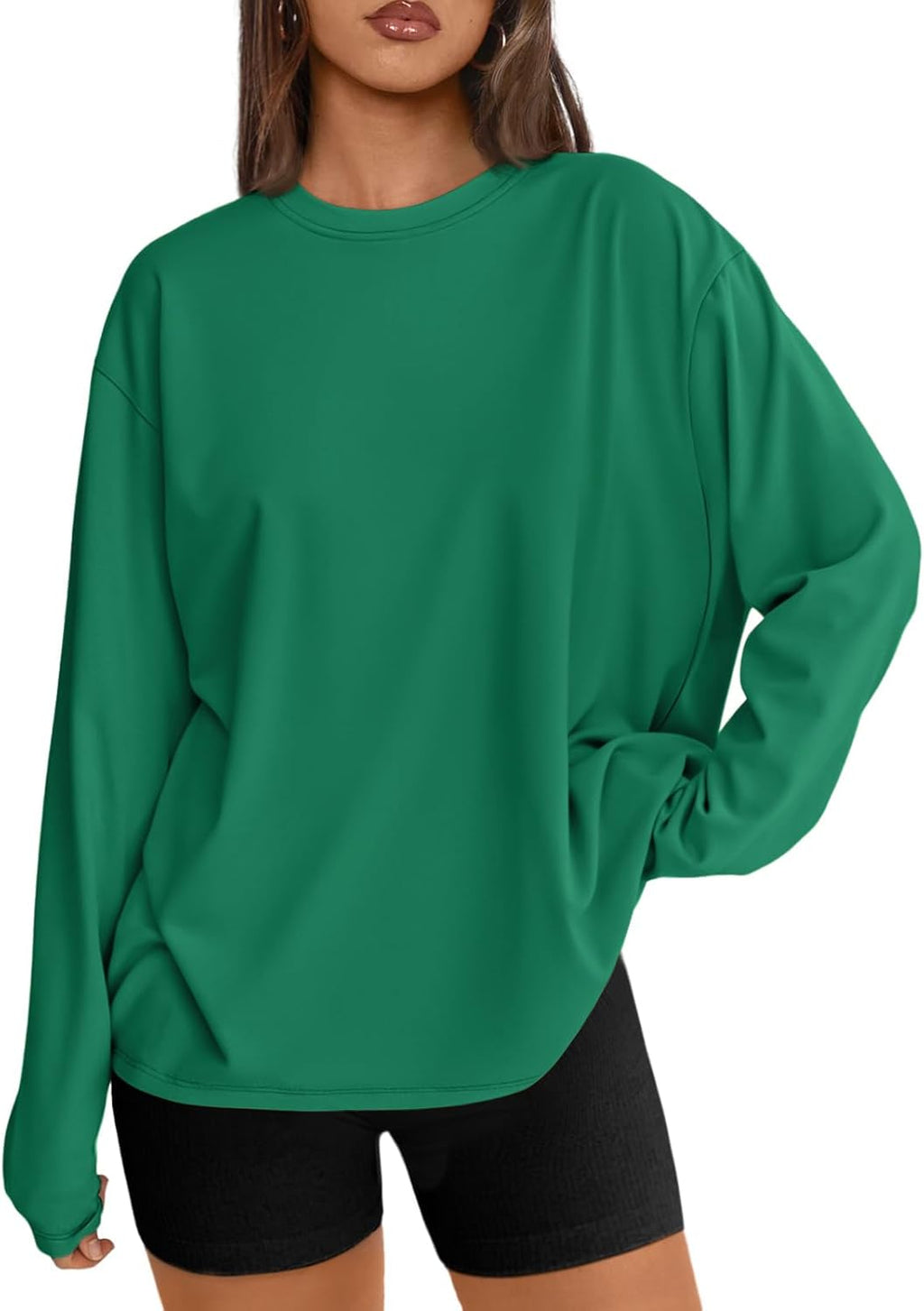 Women's Oversized Long Sleeve T-Shirt Casual Crewneck Basic Tee