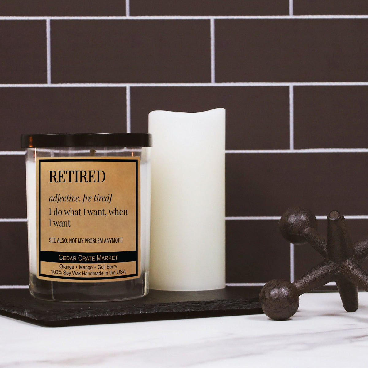 Retirement Candles - Retired Adjective, Golden Patchouli