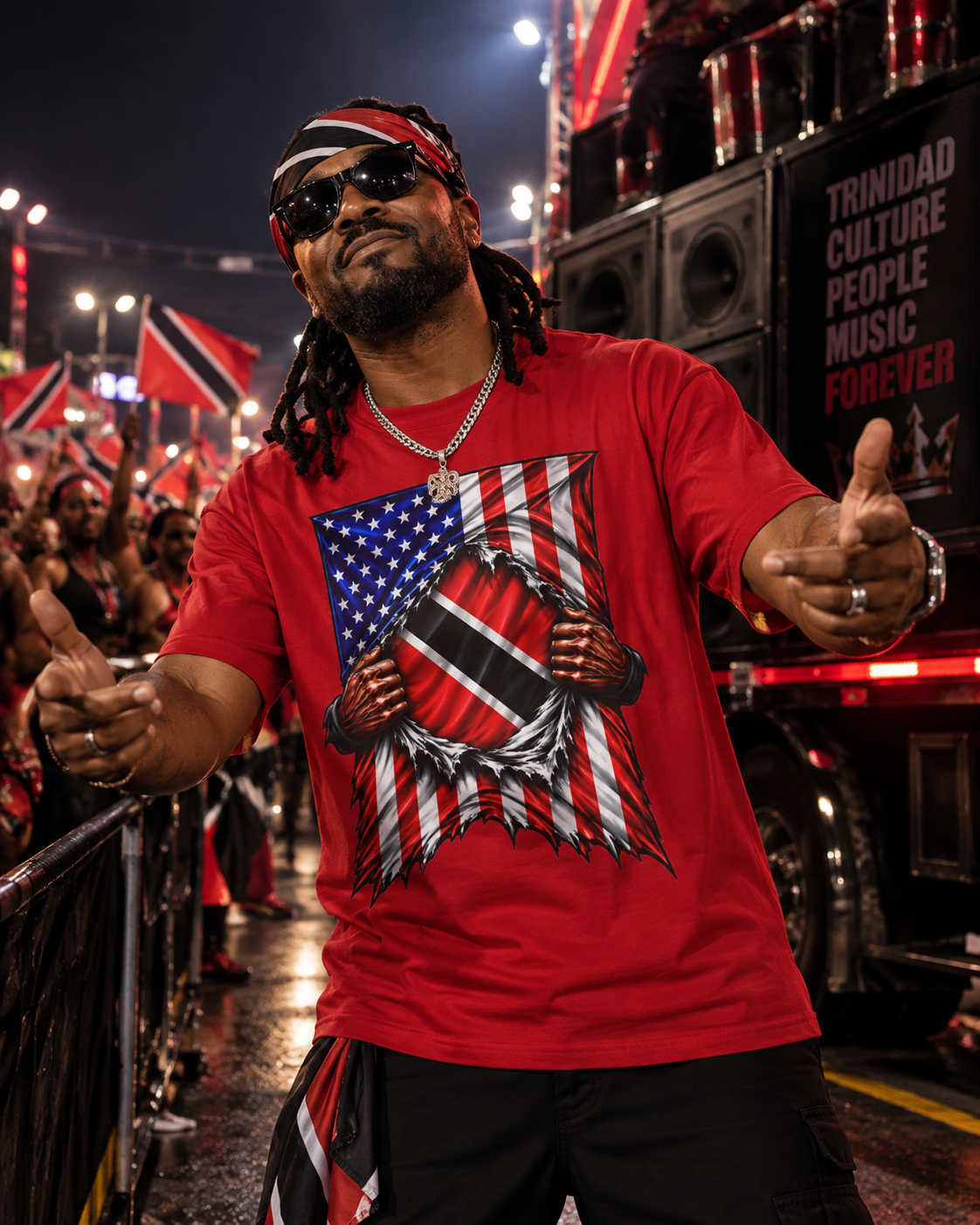 Trinidad and Tobago Flag + USA Flag Heritage T-shirt | Trinidadian + American Flag Cultura 4th Of July | Funny Viral Latino Tees | Heavyweight Cotton